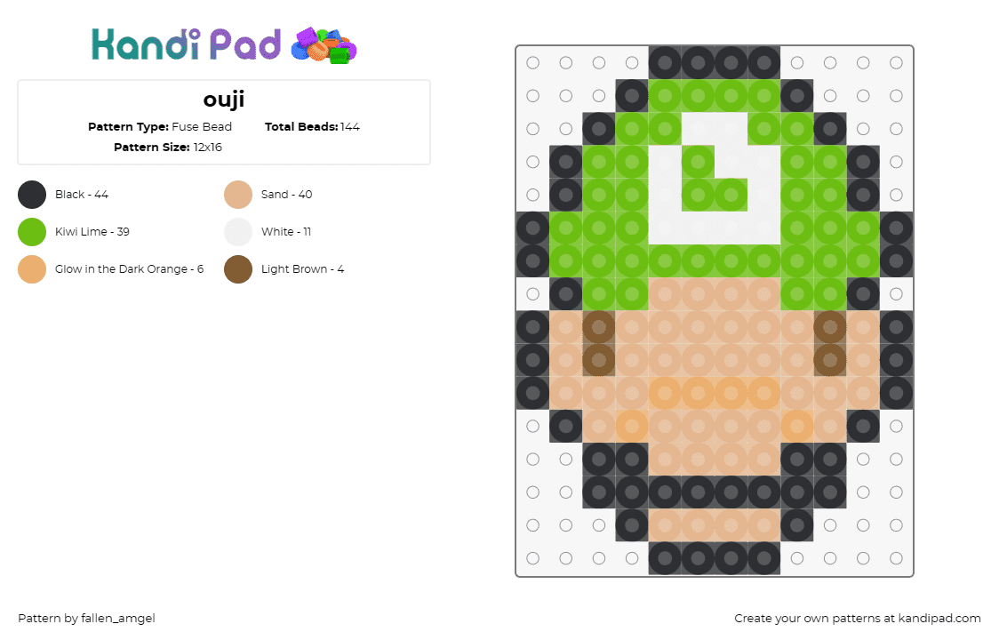 ouji - Fuse Bead Pattern by fallen_amgel on Kandi Pad - luigi,mario,nintendo,video games