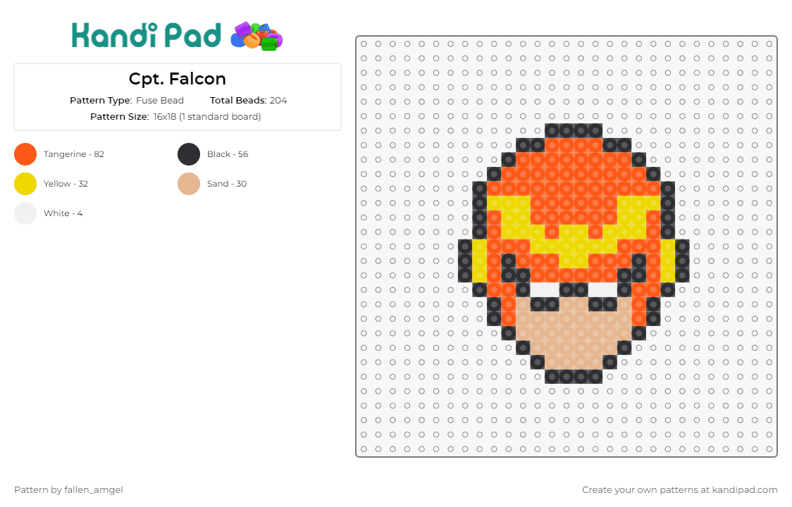 Cpt. Falcon - Fuse Bead Pattern by fallen_amgel on Kandi Pad - captain falcon,f-zero,nintendo,video games