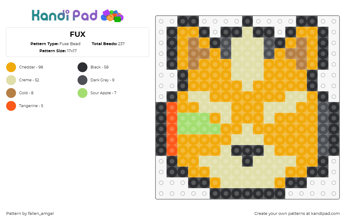 FUX - Fuse Bead Pattern by fallen_amgel on Kandi Pad - star fox,video games,nintendo,animals