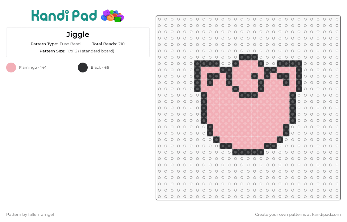 Jiggle - Fuse Bead Pattern by fallen_amgel on Kandi Pad - jigglypuff,pokemon,anime,cute