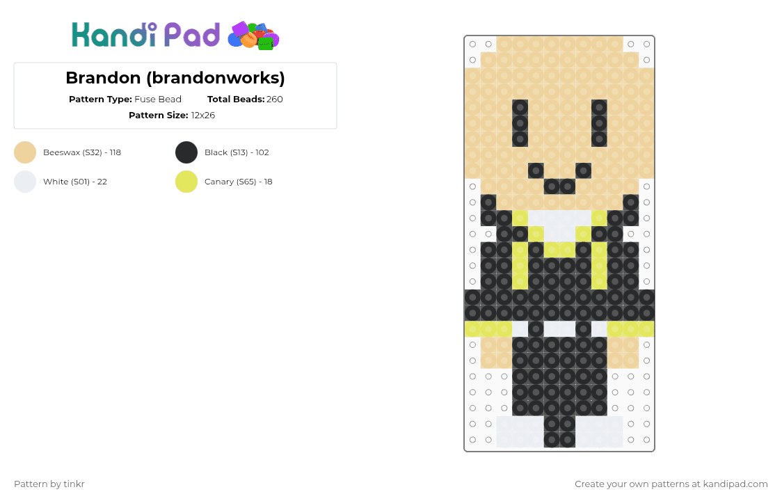 Brandon (brandonworks) - Fuse Bead Pattern by tinkr on Kandi Pad - beige,roblox,game,arg,brandonworks,brandon,roblox arg,brandon works,roblox character