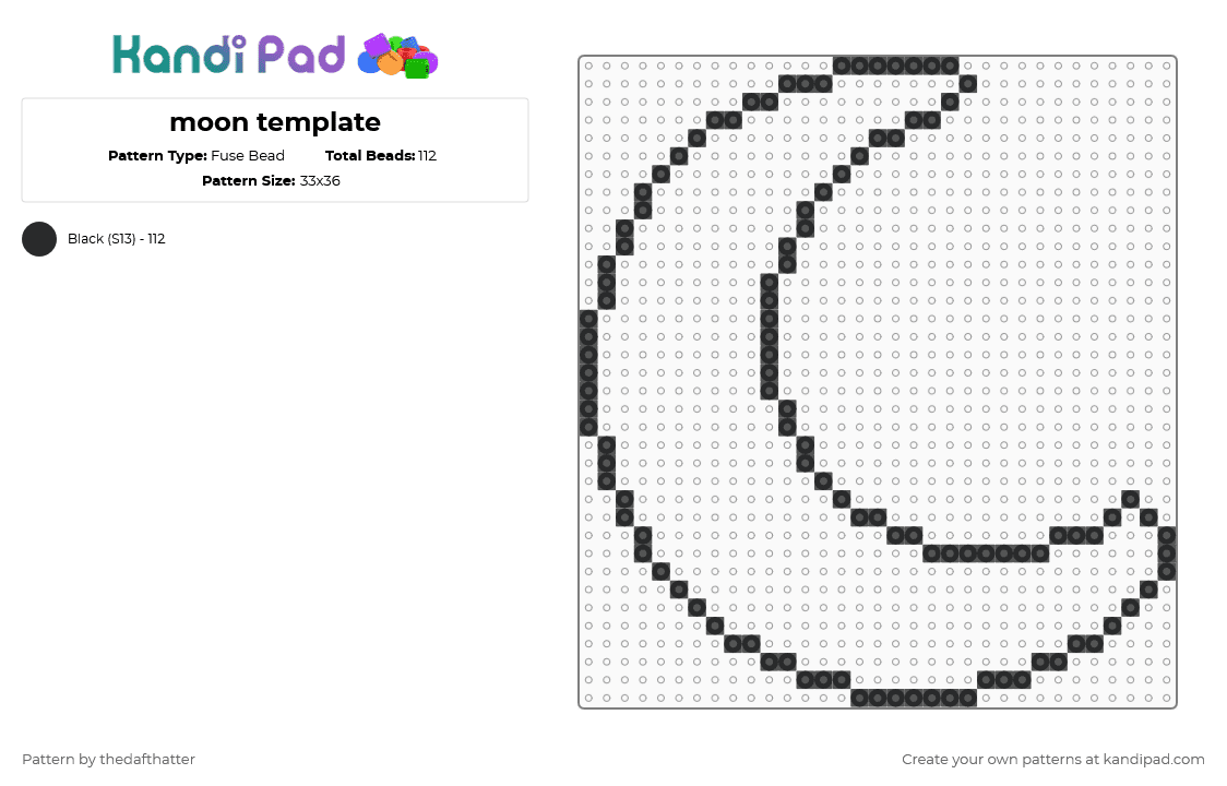 moon template - Fuse Bead Pattern by thedafthatter on Kandi Pad - black