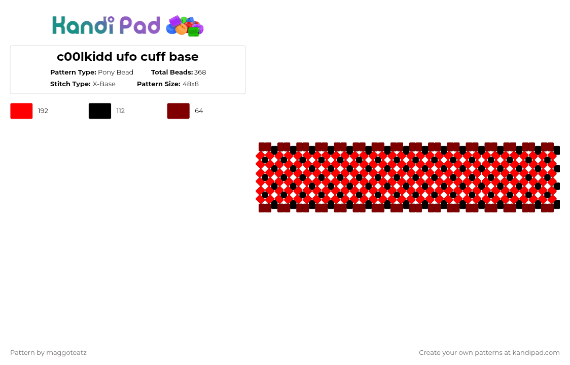 c00lkidd ufo cuff base - Pony Bead Pattern by maggoteatz on Kandi Pad - red,c00lkidd,forsaken,roblox,ufo cuff,cuff