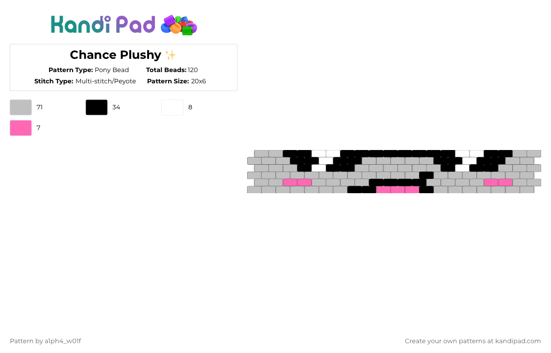 Chance Plushy ✨ - Pony Bead Pattern by a1ph4_w01f on Kandi Pad - beige