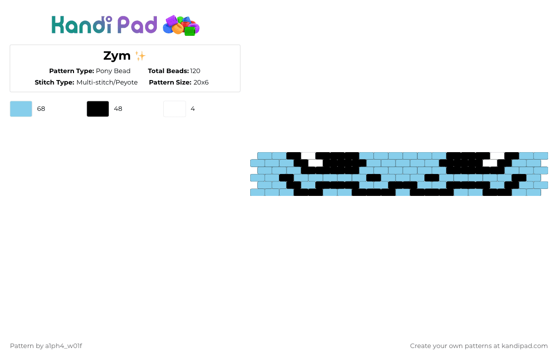 Zym ✨ - Pony Bead Pattern by a1ph4_w01f on Kandi Pad - light blue
