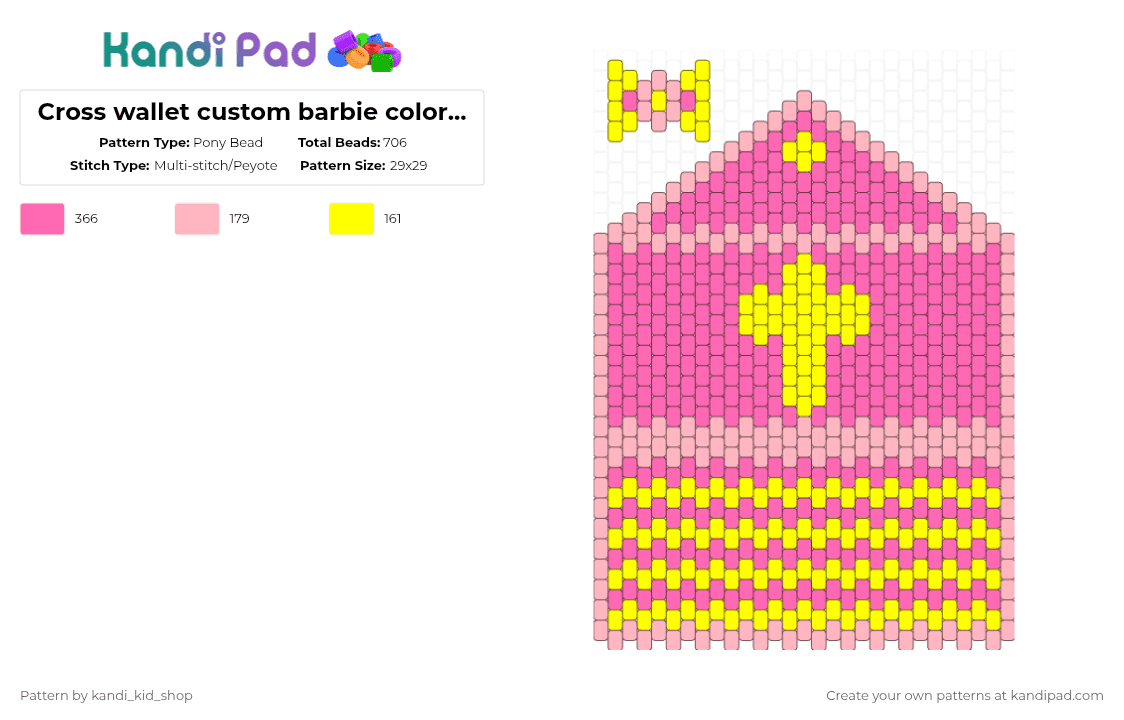 Cross wallet custom barbie colors with bow Pony Bead Pattern - Kandi ...