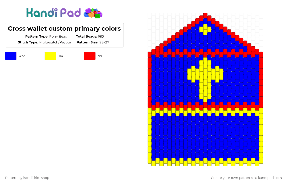 Cross wallet custom primary colors Pony Bead Pattern - Kandi Pad ...
