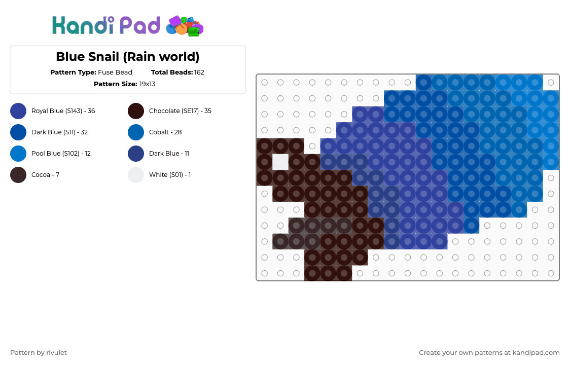 Blue Snail (Rain world) - Fuse Bead Pattern by rivulet on Kandi Pad - blue,rain world