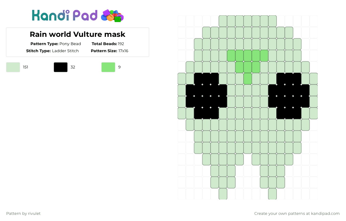 Rain world Vulture mask - Pony Bead Pattern by rivulet on Kandi Pad - white