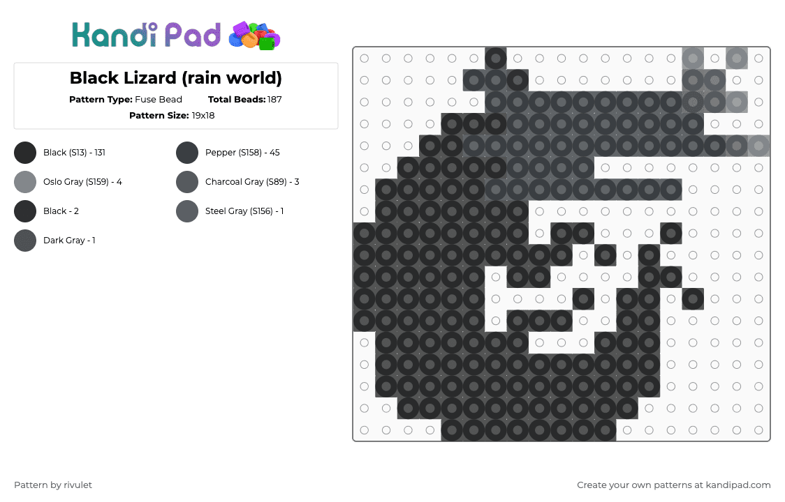 Black Lizard (rain world) - Fuse Bead Pattern by rivulet on Kandi Pad - black