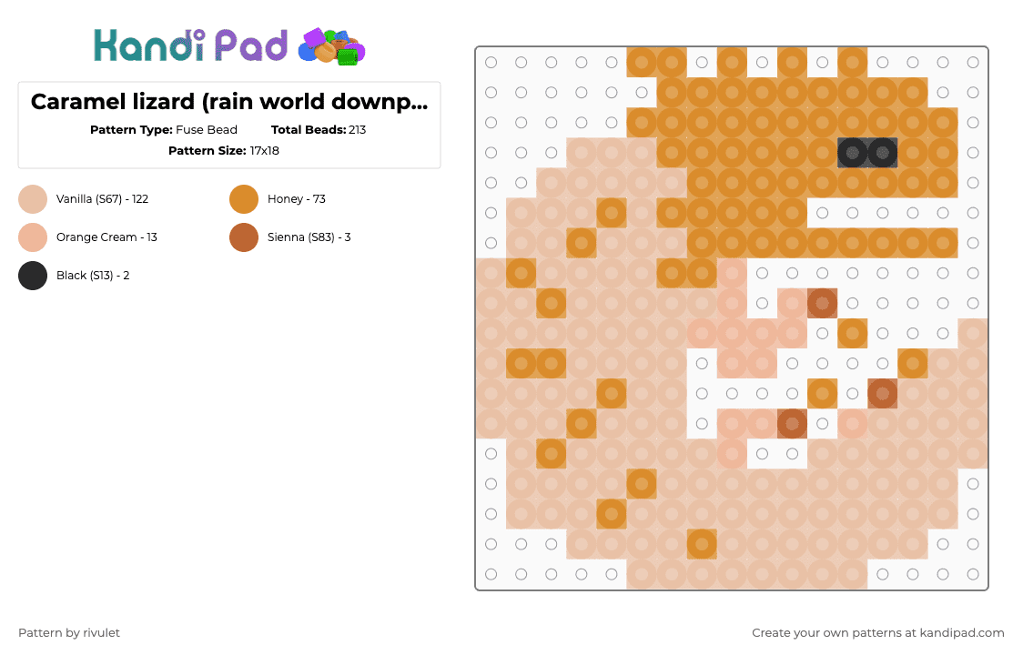 Caramel lizard (rain world downpour) - Fuse Bead Pattern by rivulet on Kandi Pad - orange,beige