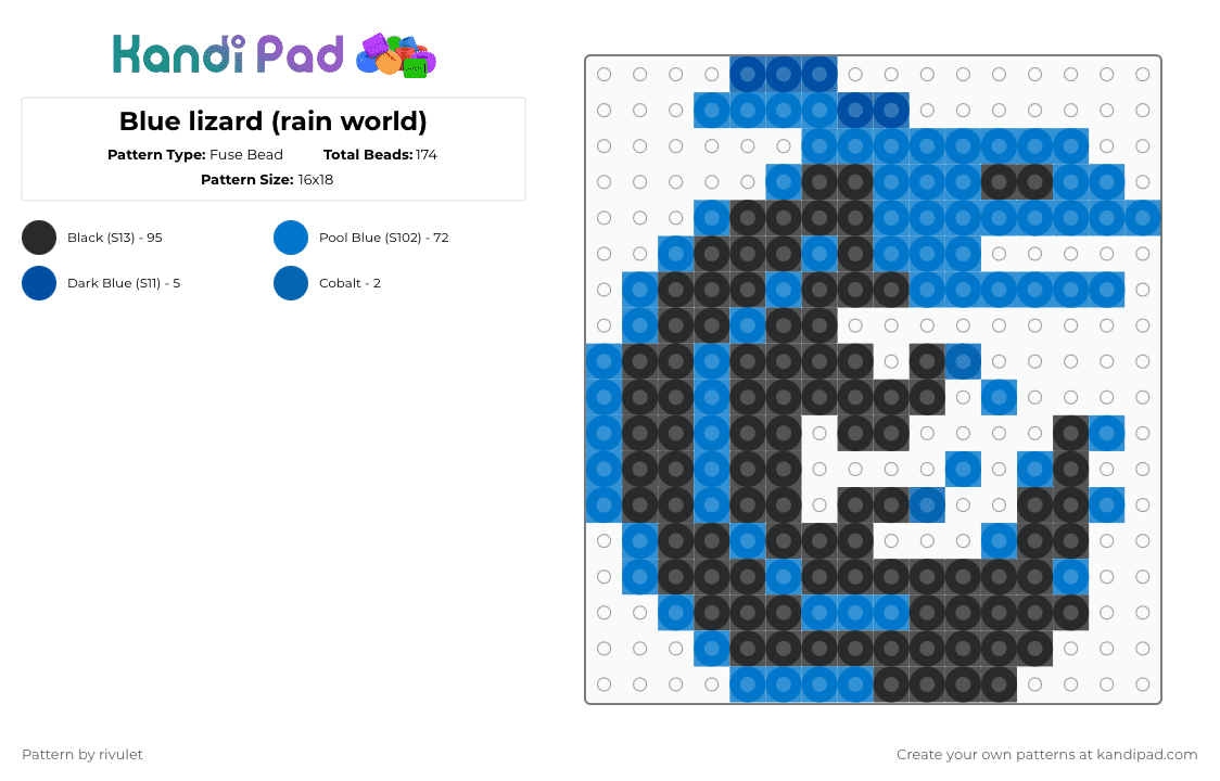 Blue lizard (rain world) - Fuse Bead Pattern by rivulet on Kandi Pad - blue,black