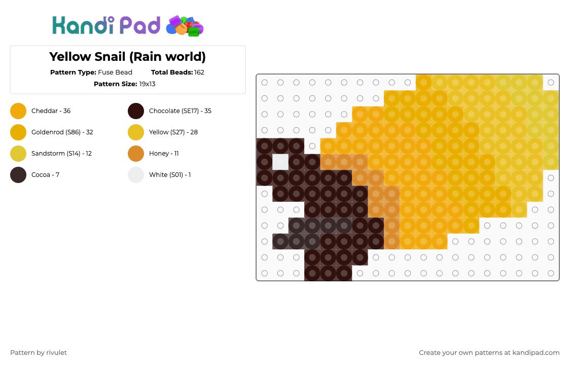 Yellow Snail (Rain world) - Fuse Bead Pattern by rivulet on Kandi Pad - orange,rain world