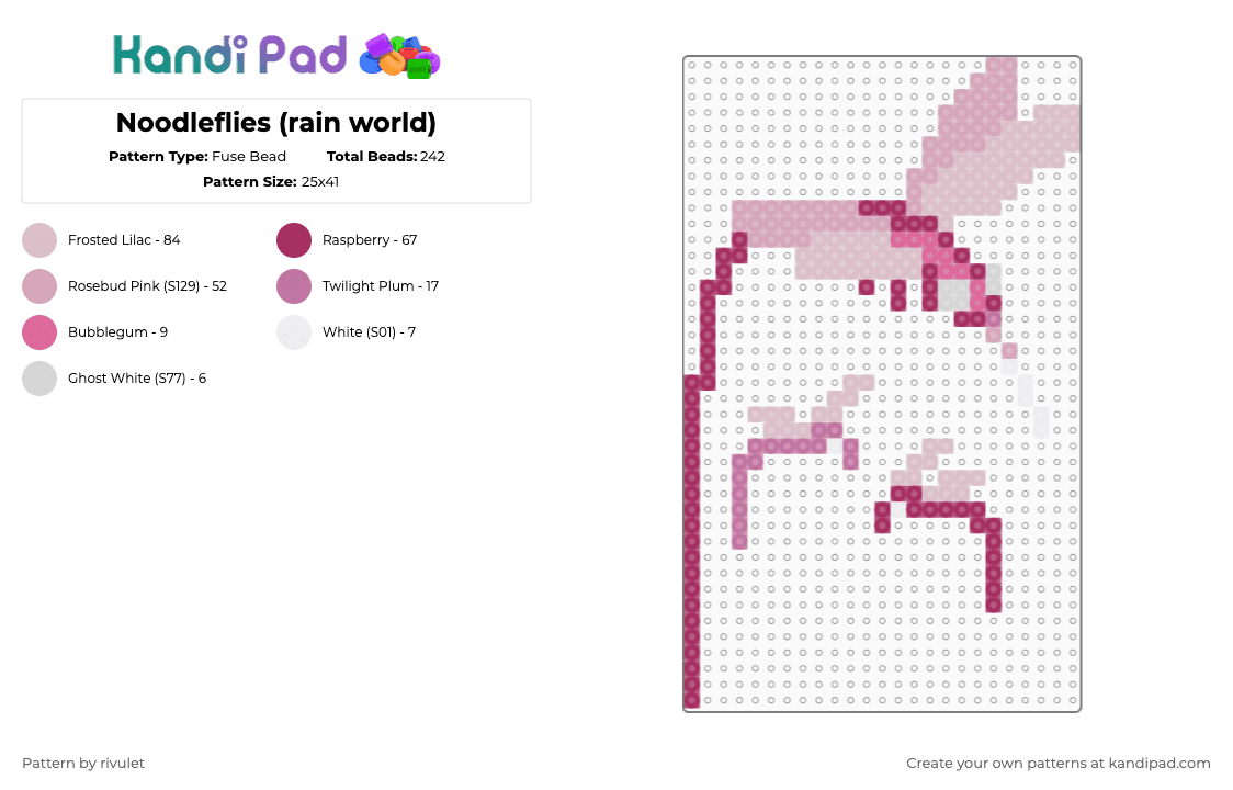 Noodleflies (rain world) - Fuse Bead Pattern by rivulet on Kandi Pad - pink,beige