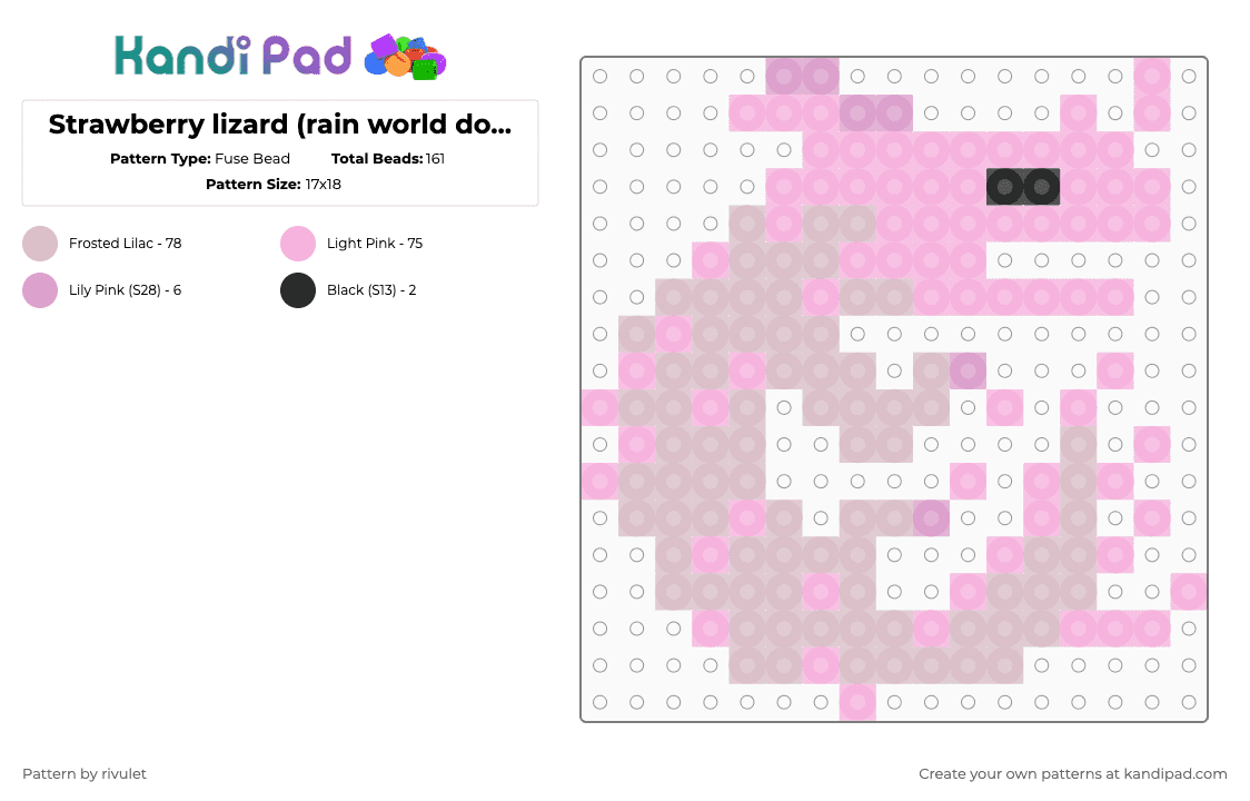 Strawberry lizard (rain world downpour) - Fuse Bead Pattern by rivulet on Kandi Pad - pink,beige