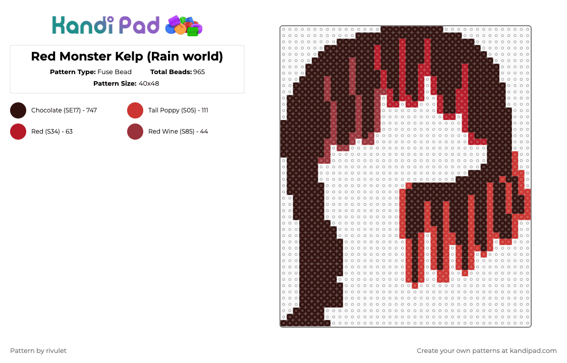 Red Monster Kelp (Rain world) - Fuse Bead Pattern by rivulet on Kandi Pad - brown