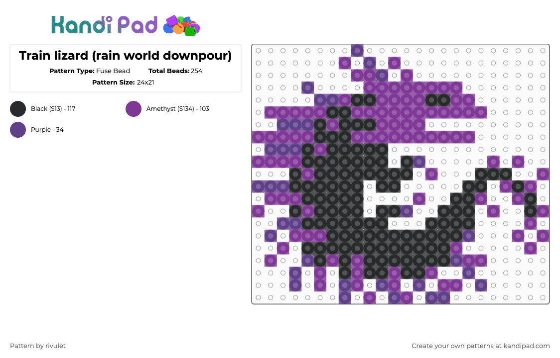 Train lizard (rain world downpour) - Fuse Bead Pattern by rivulet on Kandi Pad - pink