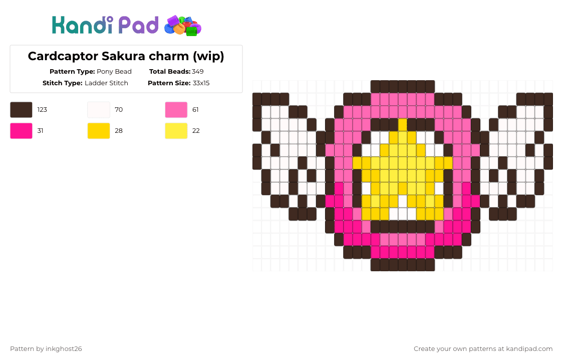 Cardcaptor Sakura charm (wip) - Pony Bead Pattern by inkghost26 on Kandi Pad - brown,pink,anime,cute,kawaii