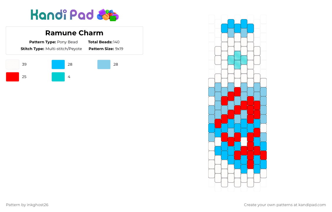 Ramune Charm - Pony Bead Pattern by inkghost26 on Kandi Pad - light blue,red,ramune,soda,japanese,snack,blue