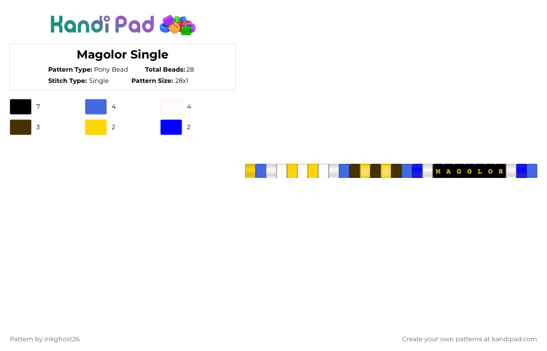 Magolor Single - Pony Bead Pattern by inkghost26 on Kandi Pad - yellow,blue,magolor,kirby,nintendo,video games