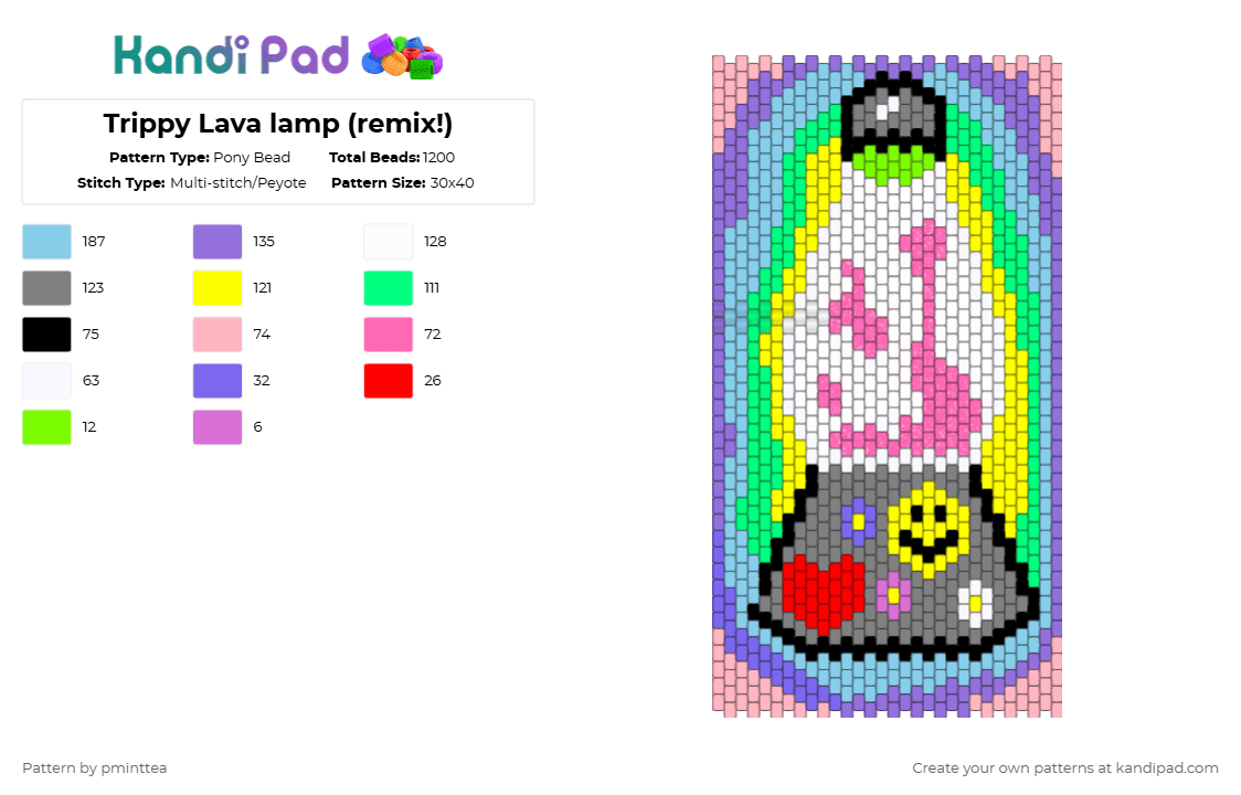 Trippy Lava lamp (remix!) - Pony Bead Pattern by pminttea on Kandi Pad - pink,yellow,purple,colorful