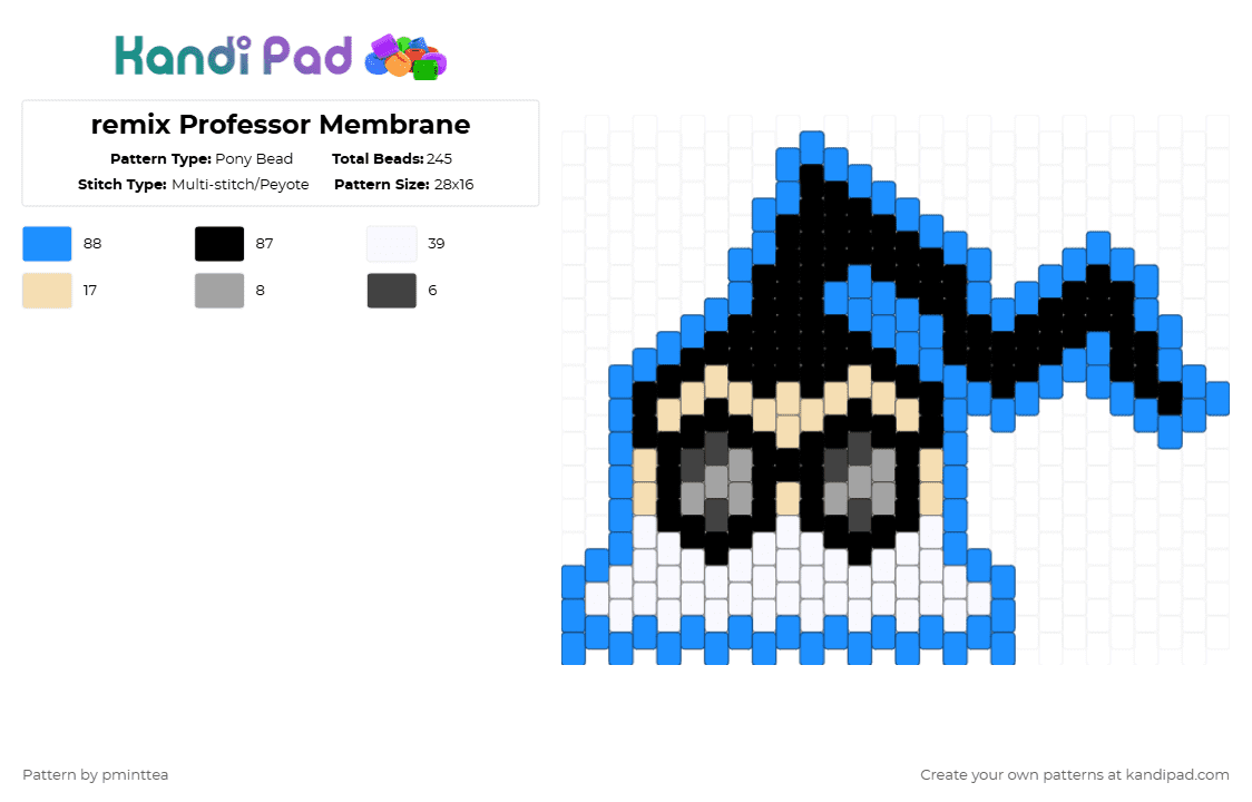 remix Professor Membrane - Pony Bead Pattern by pminttea on Kandi Pad - invader zim, light blue, membrane, professor membrane, zim