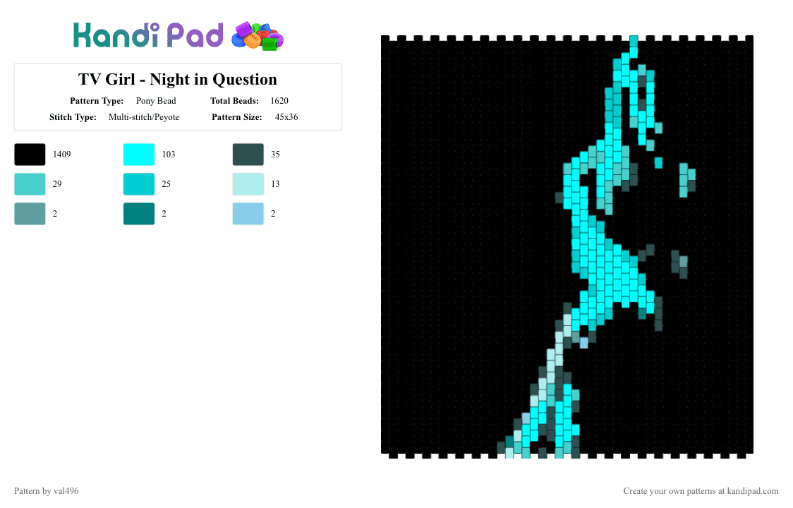 TV Girl - Night in Question - Pony Bead Pattern by val496 on Kandi Pad - banner, black, light blue, tv girl