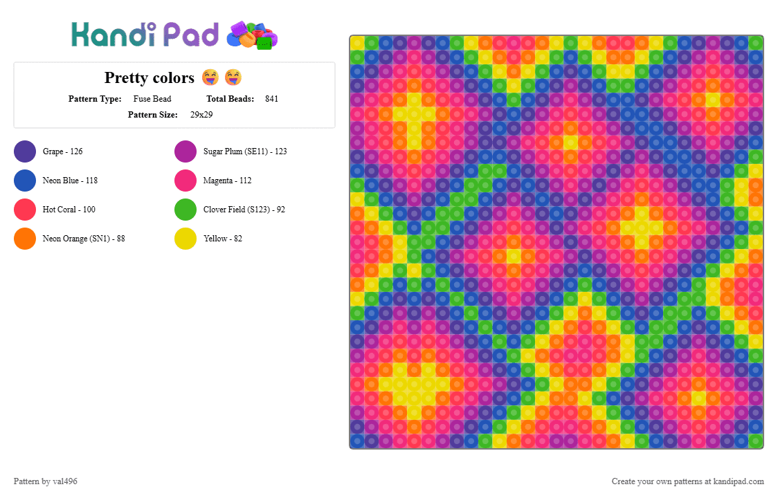 Pretty colors 🤤🤤 - Fuse Bead Pattern by val496 on Kandi Pad - blue, cotdgradient, pink, purple