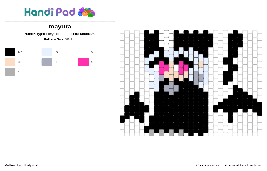 mayura - Pony Bead Pattern by lolhelpmah on Kandi Pad - witch,ukagaka,mayura