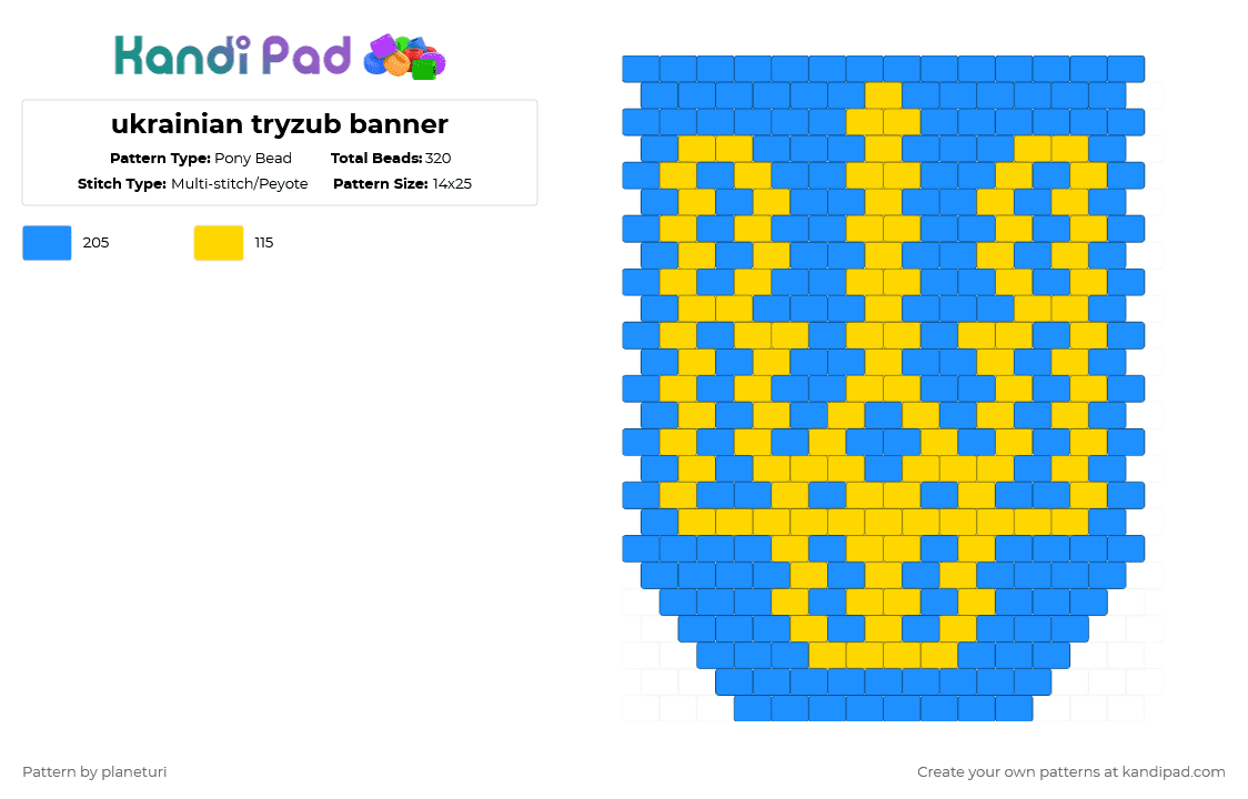 ukrainian tryzub banner - Pony Bead Pattern by planeturi on Kandi Pad - light blue,yellow,flag,nation flag,ukraine,tryzub
