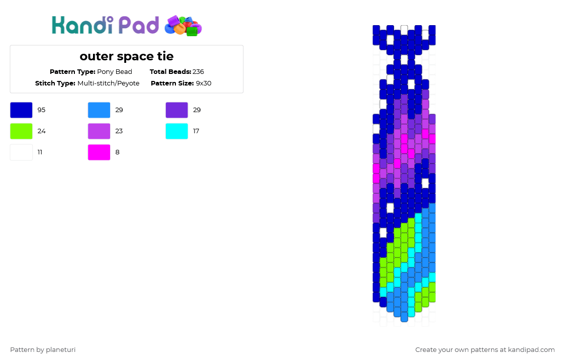 outer space tie - Pony Bead Pattern by planeturi on Kandi Pad - purple,tie,neck tie,necktie,peyote,space,outer space