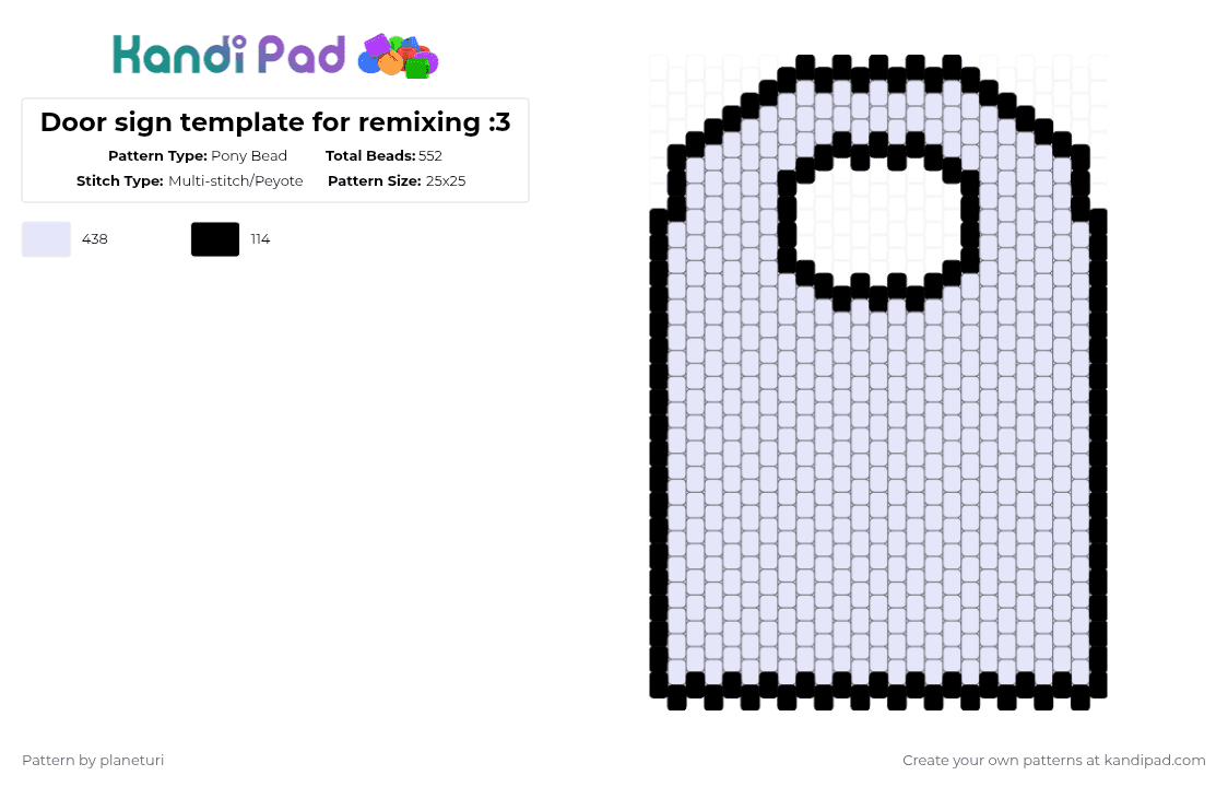Door sign template for remixing :3 - Pony Bead Pattern by planeturi on Kandi Pad - white