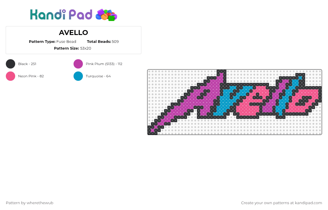 AVELLO - Fuse Bead Pattern by wherethewub on Kandi Pad - pink,music,edm,perler,artist
