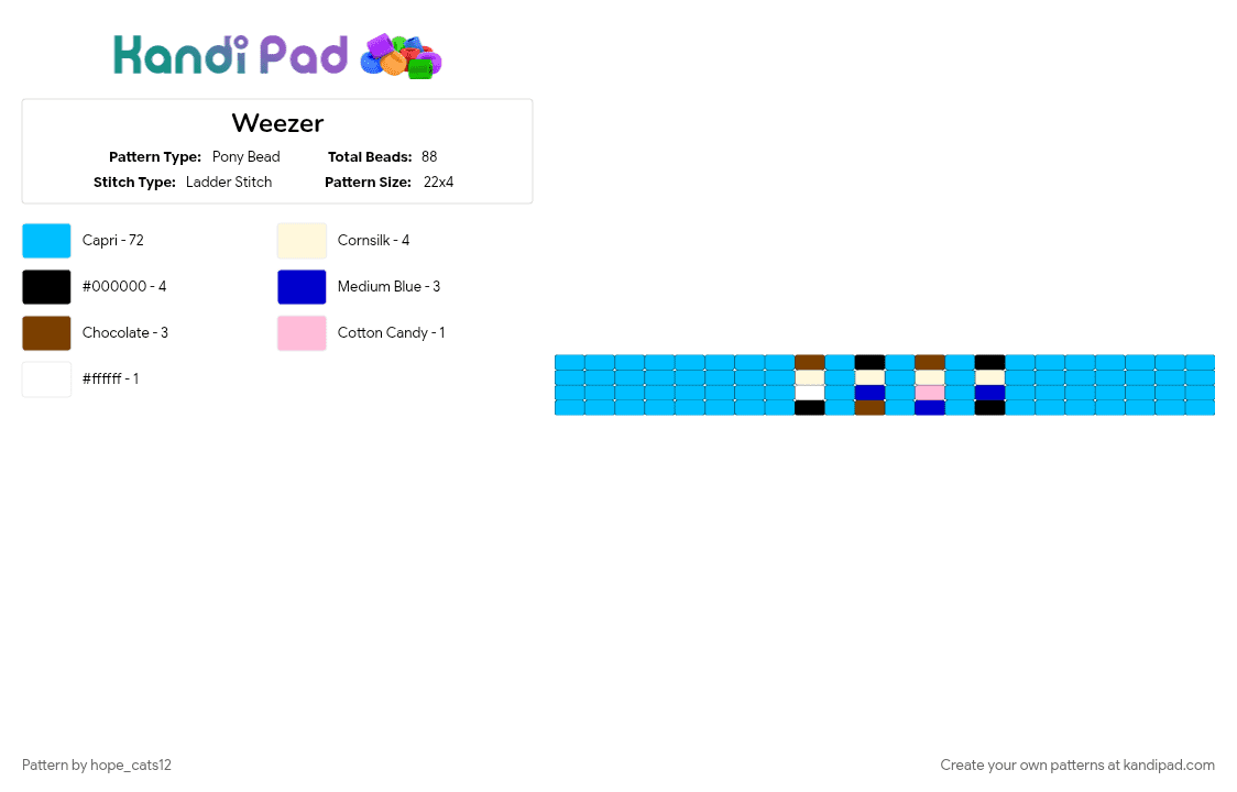 Weezer - Pony Bead Pattern by hope_cats12 on Kandi Pad - band, blue, light blue, music, weezer