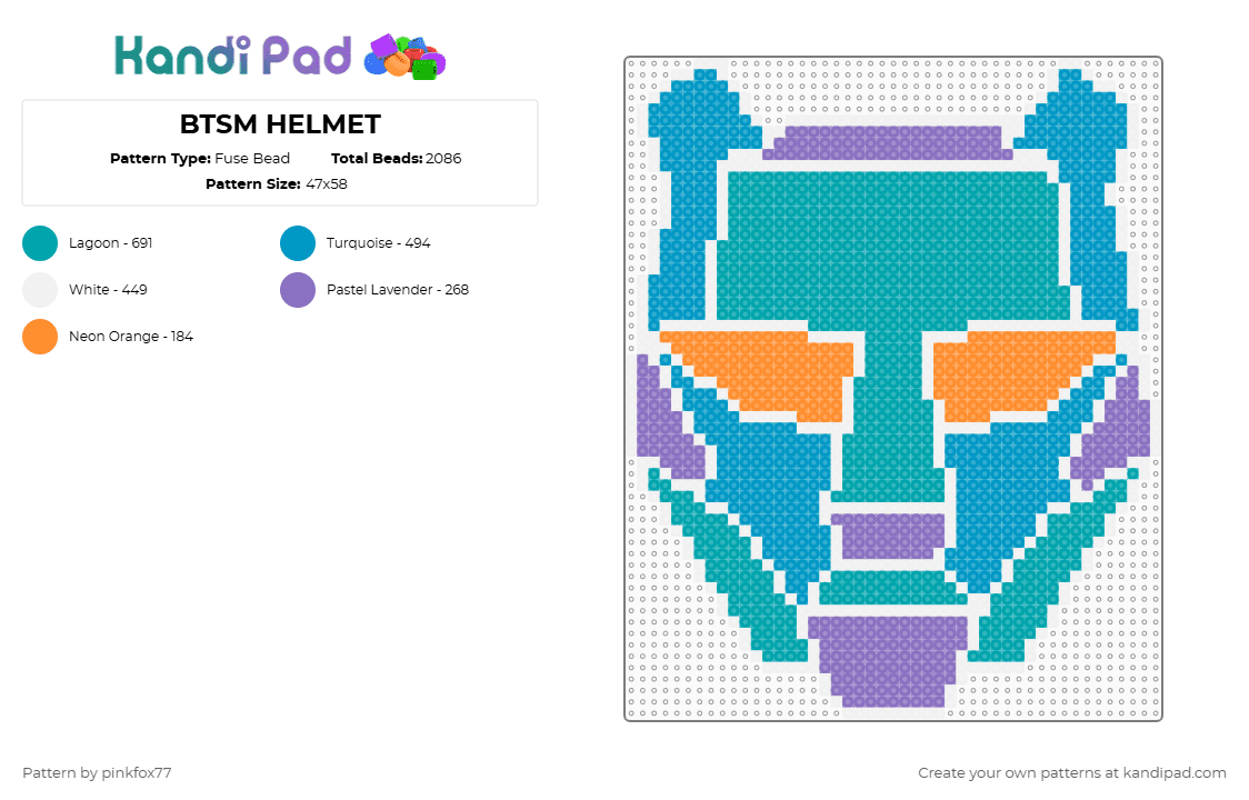 BTSM HELMET - Fuse Bead Pattern by pinkfox77 on Kandi Pad - light blue,teal