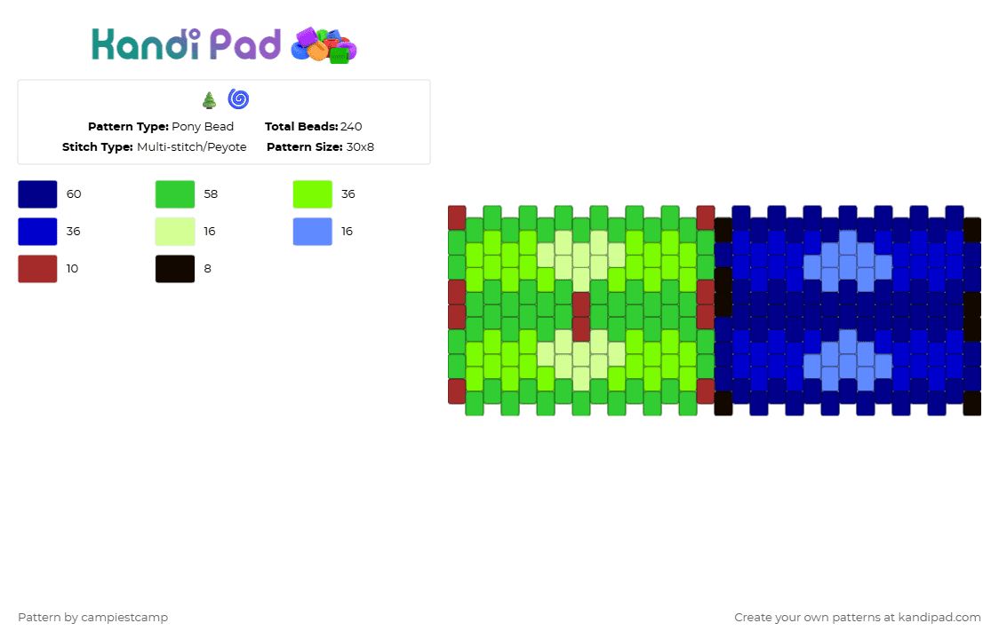 🌲🌀 Pony Bead Pattern - Kandi Pad | Kandi Patterns, Fuse Bead Patterns ...
