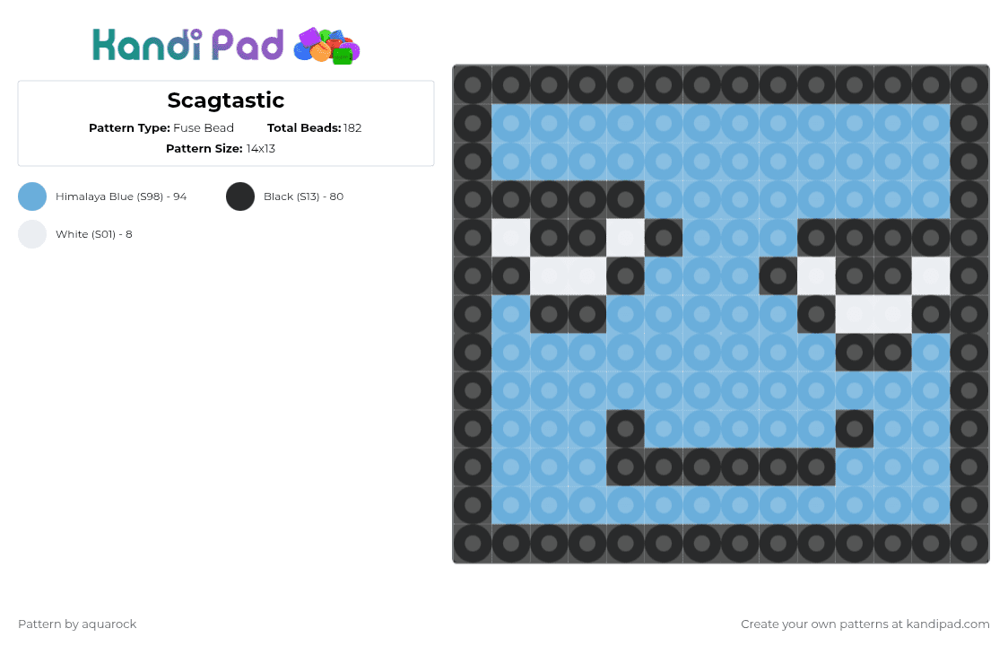 Scagtastic - Fuse Bead Pattern by aquarock on Kandi Pad - light blue,scag,roblox,regretevator