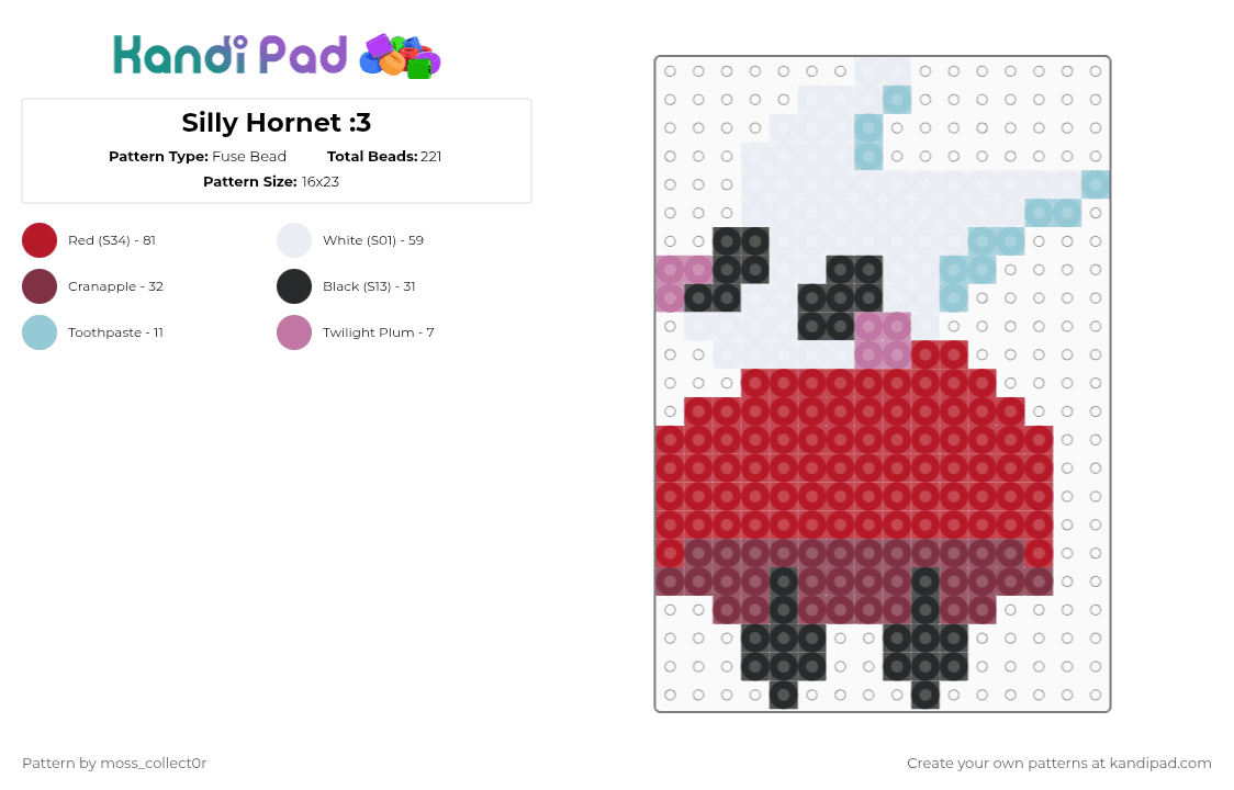 Silly Hornet :3 - Fuse Bead Pattern by deleted_user_908457 on Kandi Pad - red,brown,silksong,hornet,hollow knight,silly