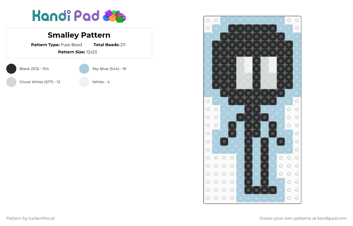 Smalley Pattern - Fuse Bead Pattern by tuckerthecat on Kandi Pad - light blue,smalley,small,black,white,character,simple,8bit