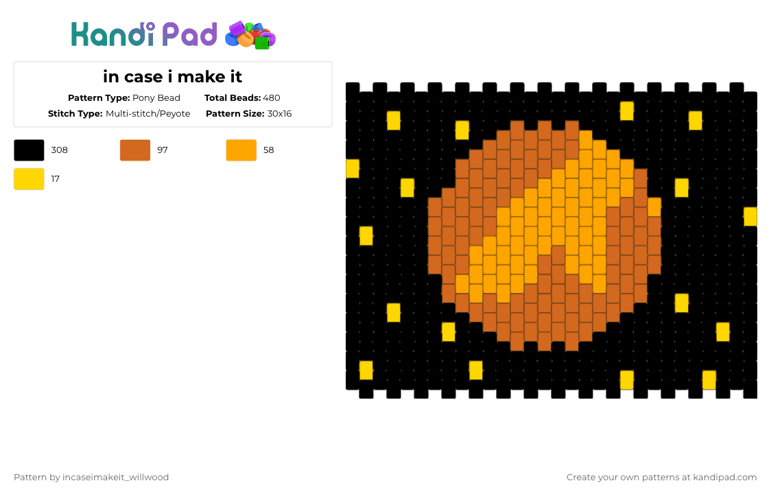 in case i make it - Pony Bead Pattern by incaseimakeit_willwood on Kandi Pad - black,orange