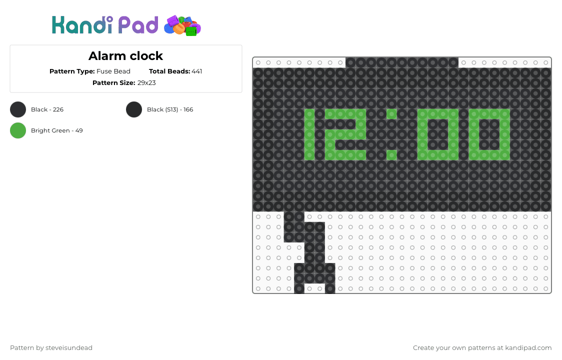 Alarm clock - Fuse Bead Pattern by steveisundead on Kandi Pad - black,alarm clock,tech,sony,clock