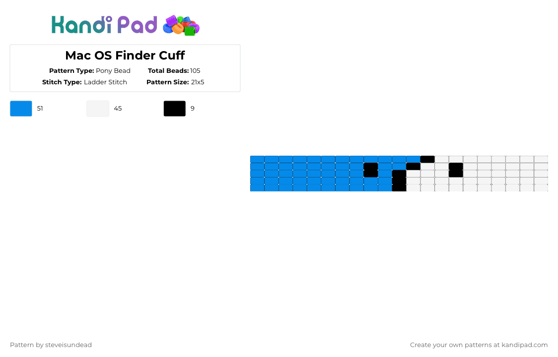 Mac OS Finder Cuff - Pony Bead Pattern by steveisundead on Kandi Pad - finder,apple,mac,icon,cuff,software,technology,food,mac os,macintosh,computer