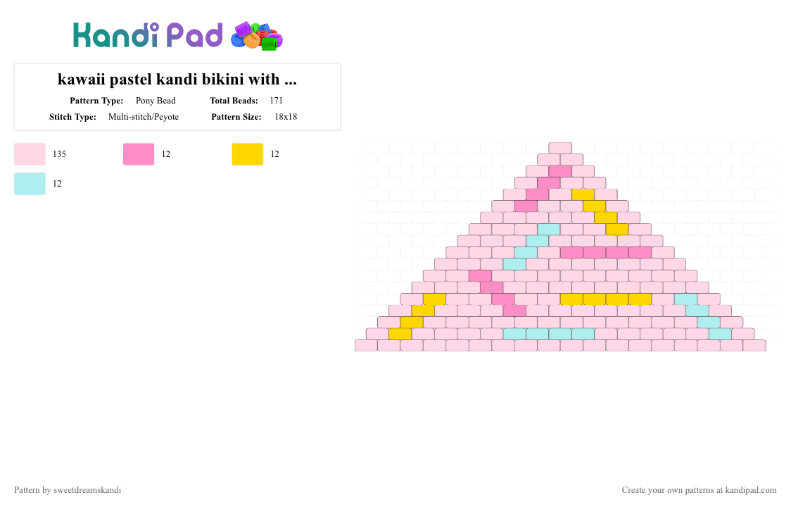 kawaii pastel kandi bikini with sprinkles - Pony Bead Pattern by sweetdreamskandi on Kandi Pad - white,pink,yellow,light blue