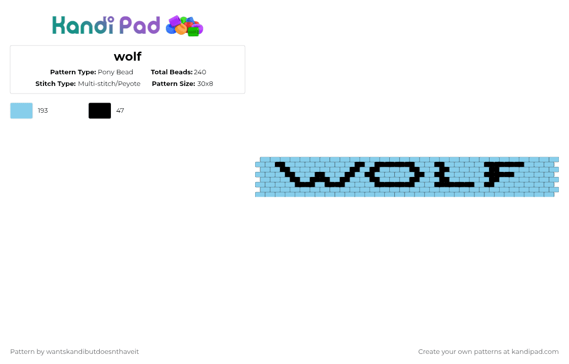 Wolf Kandi Pattern Wolf Pony Bead Pattern - Kandi Pad | Kandi Patterns, Fuse Bead Patterns ...