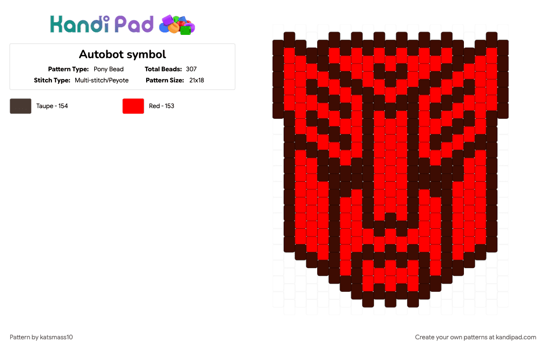 Autobot symbol - Pony Bead Pattern by katsmass10 on Kandi Pad - brown, red