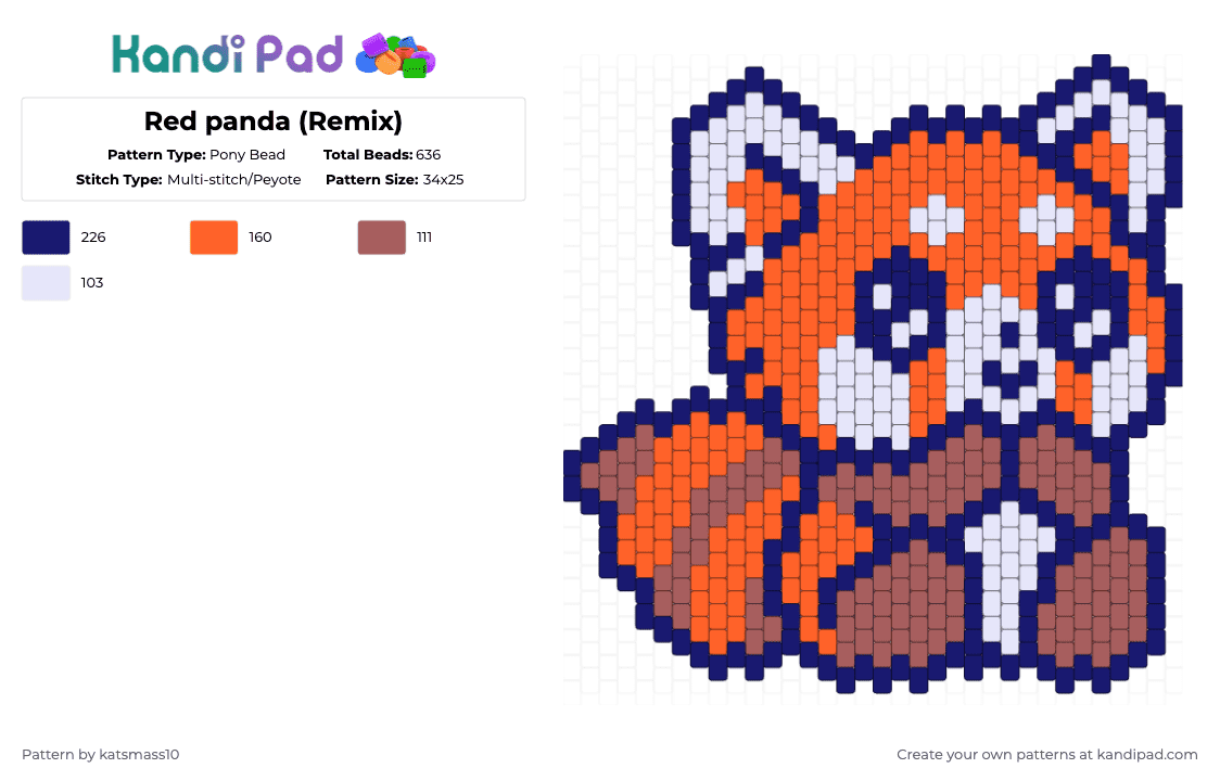 Red panda (Remix) - Pony Bead Pattern by katsmass10 on Kandi Pad - purple,orange