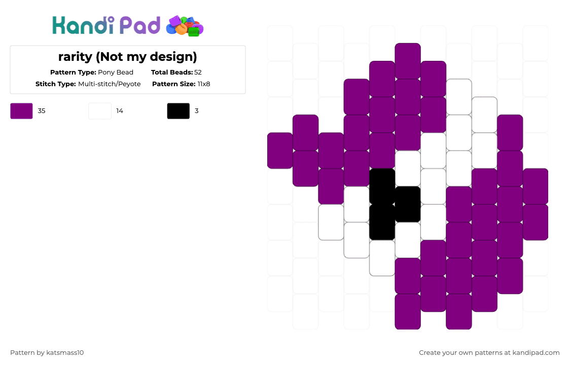 rarity (Not my design) - Pony Bead Pattern by katsmass10 on Kandi Pad - white,pink