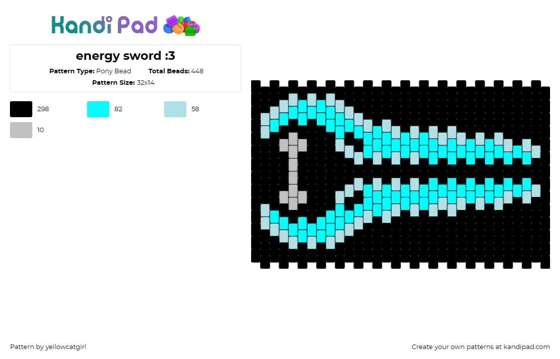 energy sword :3 - Pony Bead Pattern by yellowcatgirl on Kandi Pad - energy sword,halo,video games,sci-fi,weapon,gaming,cosplay,futuristic,blue,black