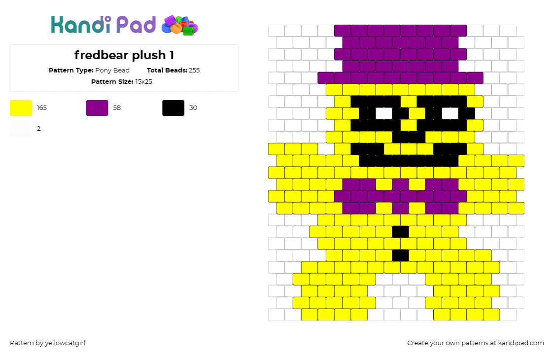 fredbear plush 1 - Pony Bead Pattern by yellowcatgirl on Kandi Pad - fredbear,fnaf,five nights at freddys,game,engaging,yellow