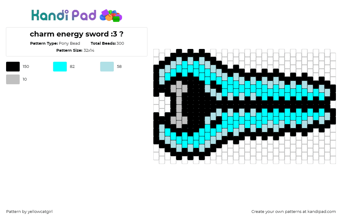 charm energy sword :3 ? - Pony Bead Pattern by yellowcatgirl on Kandi Pad - energy sword,halo,video games,sci-fi,weapon,gaming,futuristic,blue